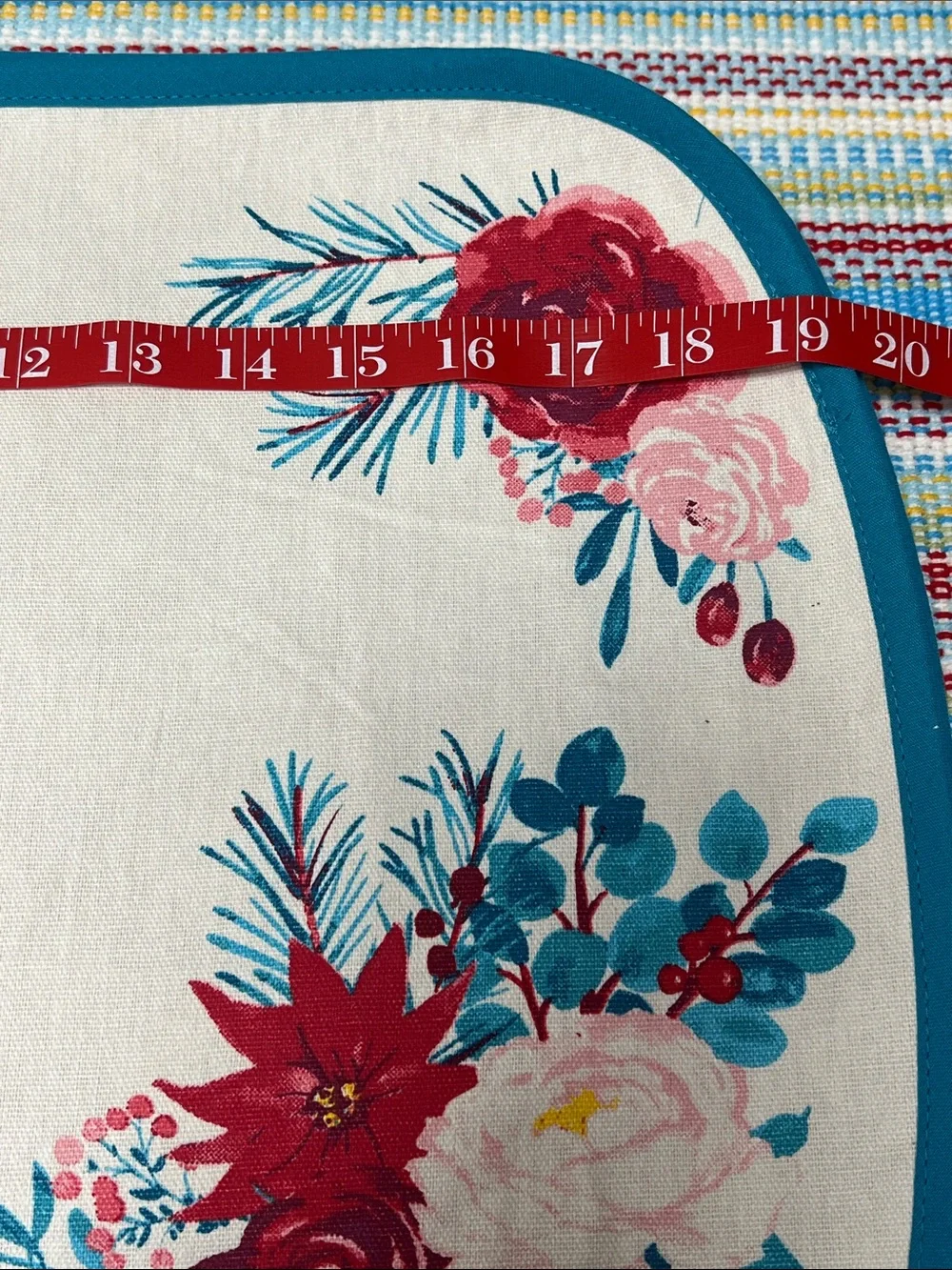 Pioneer Woman set of 4 Wishful Winter floral placemats with Teal trim